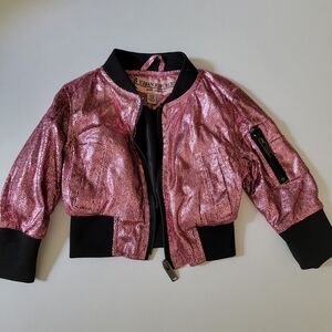 Urban Republic Pink Baby 9/12 Months Jacket Bomber Metallic Shiny Disco 12M
